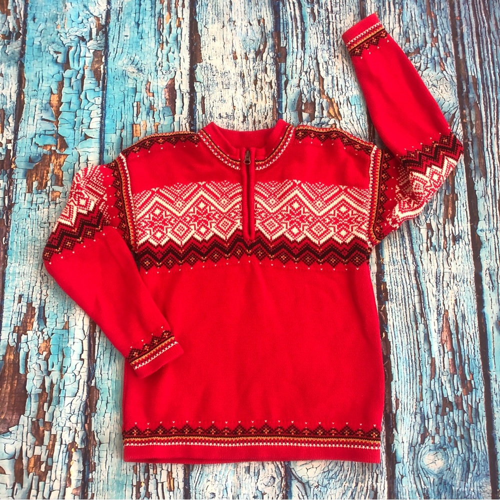 EUC Boys Hanna Andersson Half-Zip Holiday Winter Sweater